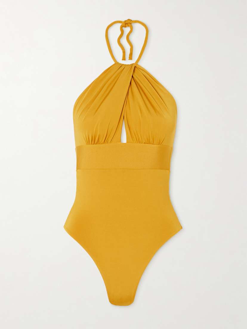 Max Mara Chicca Cutout Gathered Halterneck Swimsuit