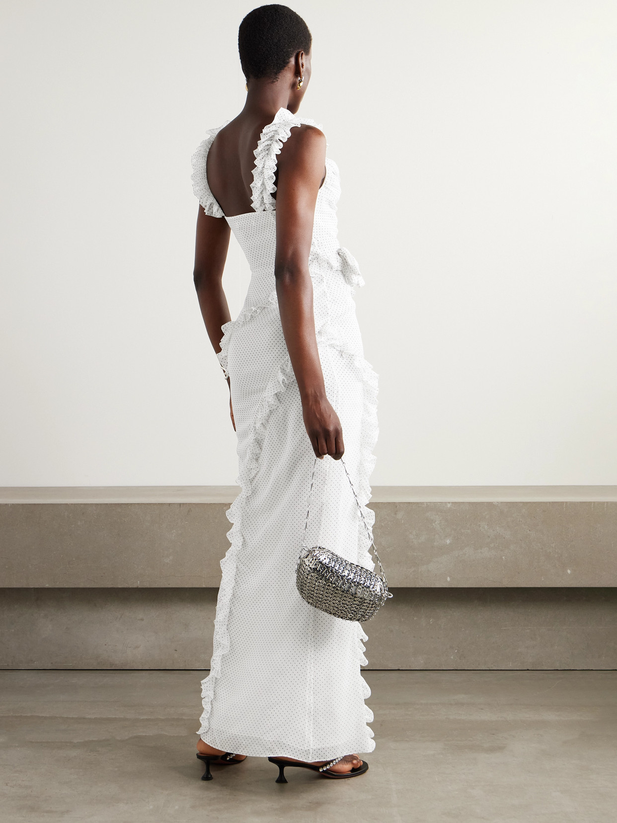 Alessandra Rich Ruffled Polka-dot Silk-chiffon Gown