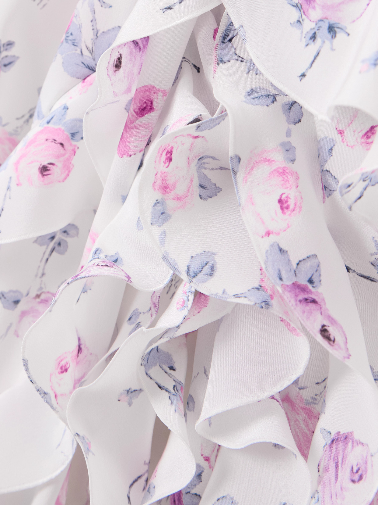 Alessandra Rich Ruffled Floral-print Silk-satin Gown