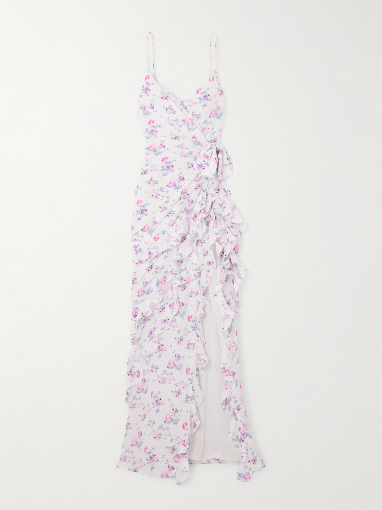 Alessandra Rich Ruffled Floral-print Silk-satin Gown