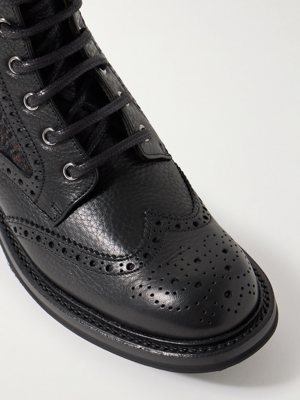 Jacquard-Paneled Ankle Boots