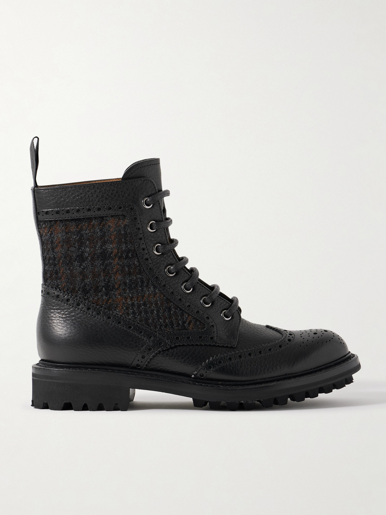 Church's Jacquard-paneled Leather Ankle Boots In Black