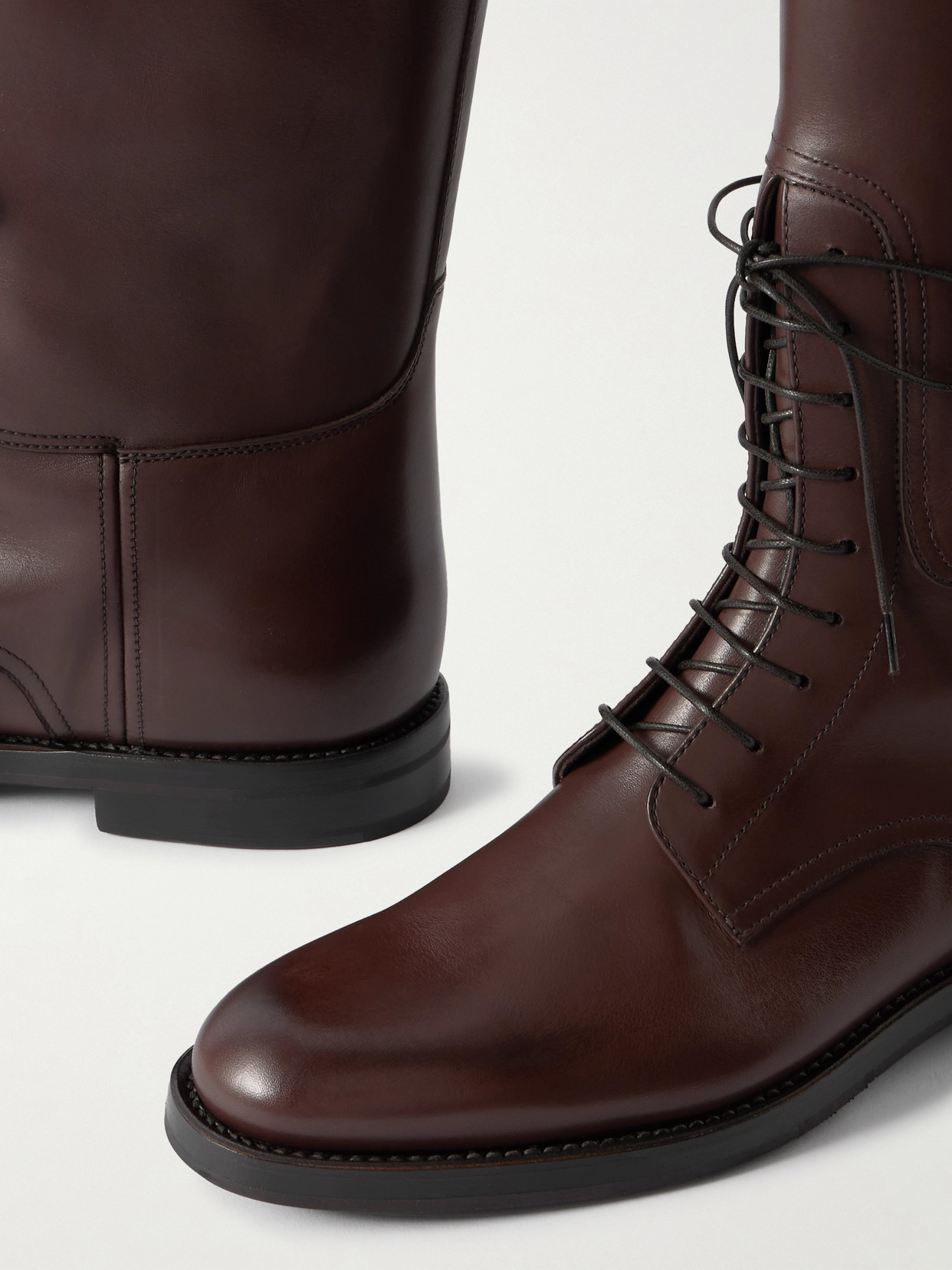 Church's Leather Lace-up Knee Boots In Brown