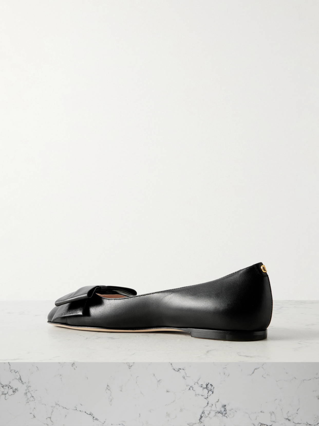 Valentino Women Black Leather Ballet Flats, 7.5 Luxury Ballet Flats For Women Darveys In Black
