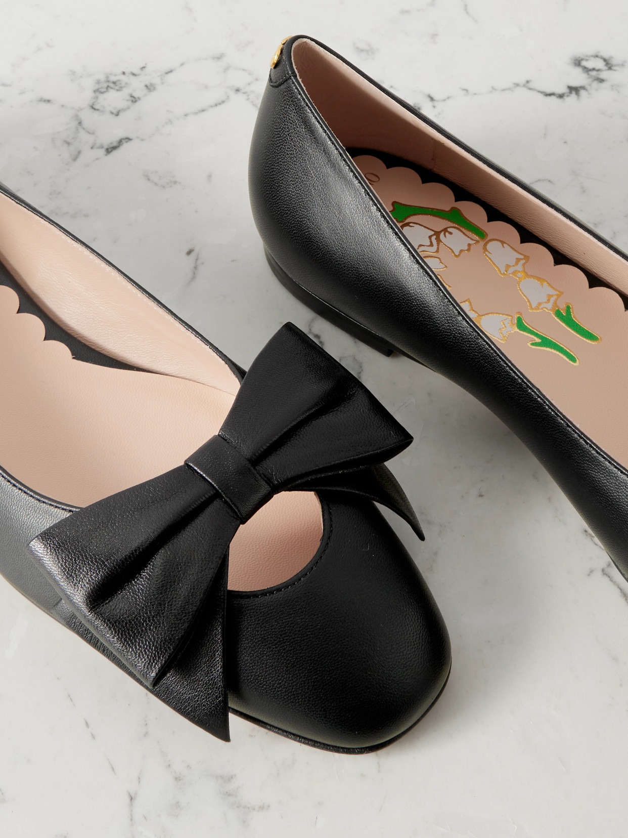Valentino Women Black Leather Ballet Flats, 7.5 Luxury Ballet Flats For Women Darveys In Black