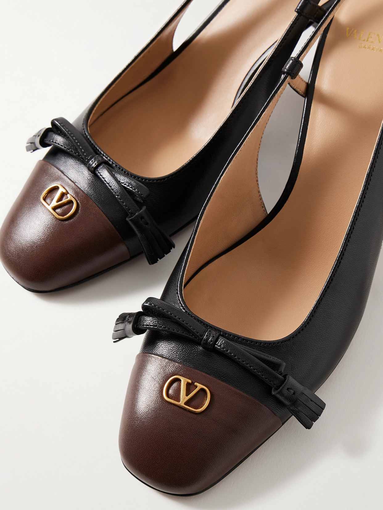 Valentino Garavani Valet Du Roi Kid Slingback Pump 60mm Woman Black/coffe 40.5
