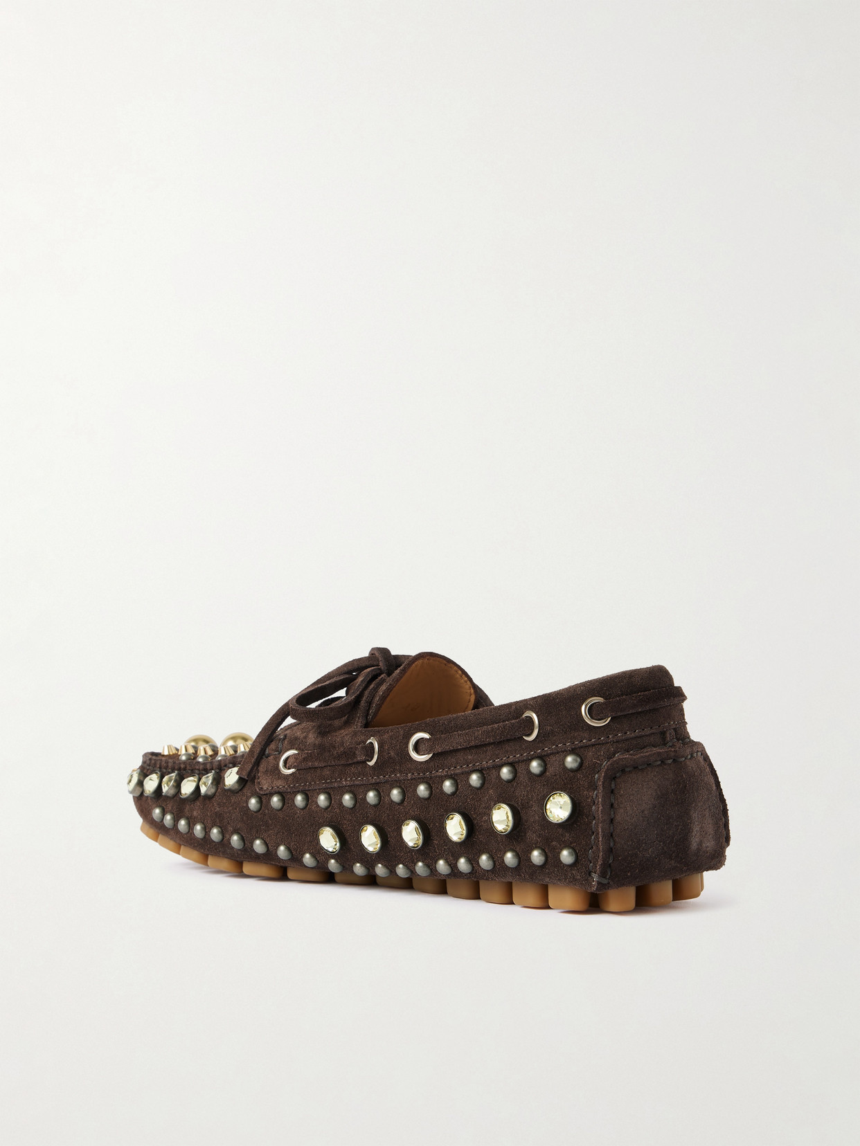 Valentino Fastaway Embellished Suede Loafers In Black