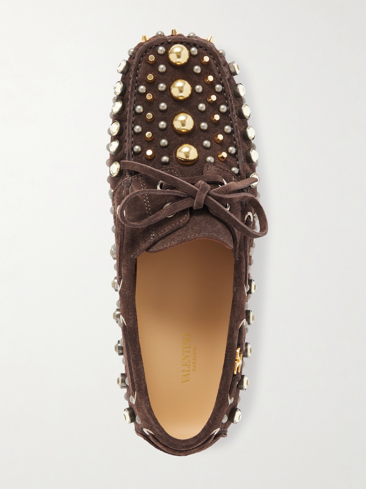 Valentino Fastaway Embellished Suede Loafers In Black
