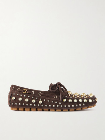 Valentino Garavani Fastaway embellished suede loafers