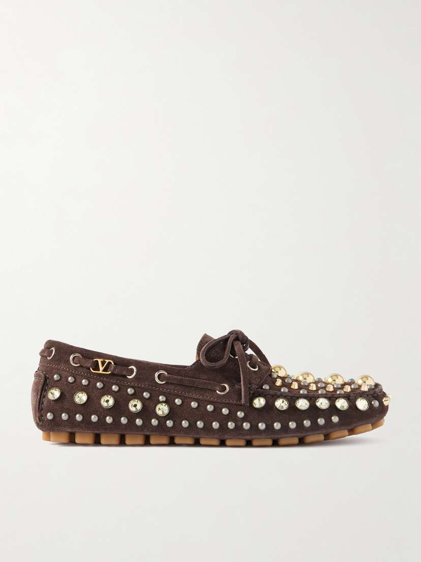 Valentino Garavani — Fastaway embellished suede loafers