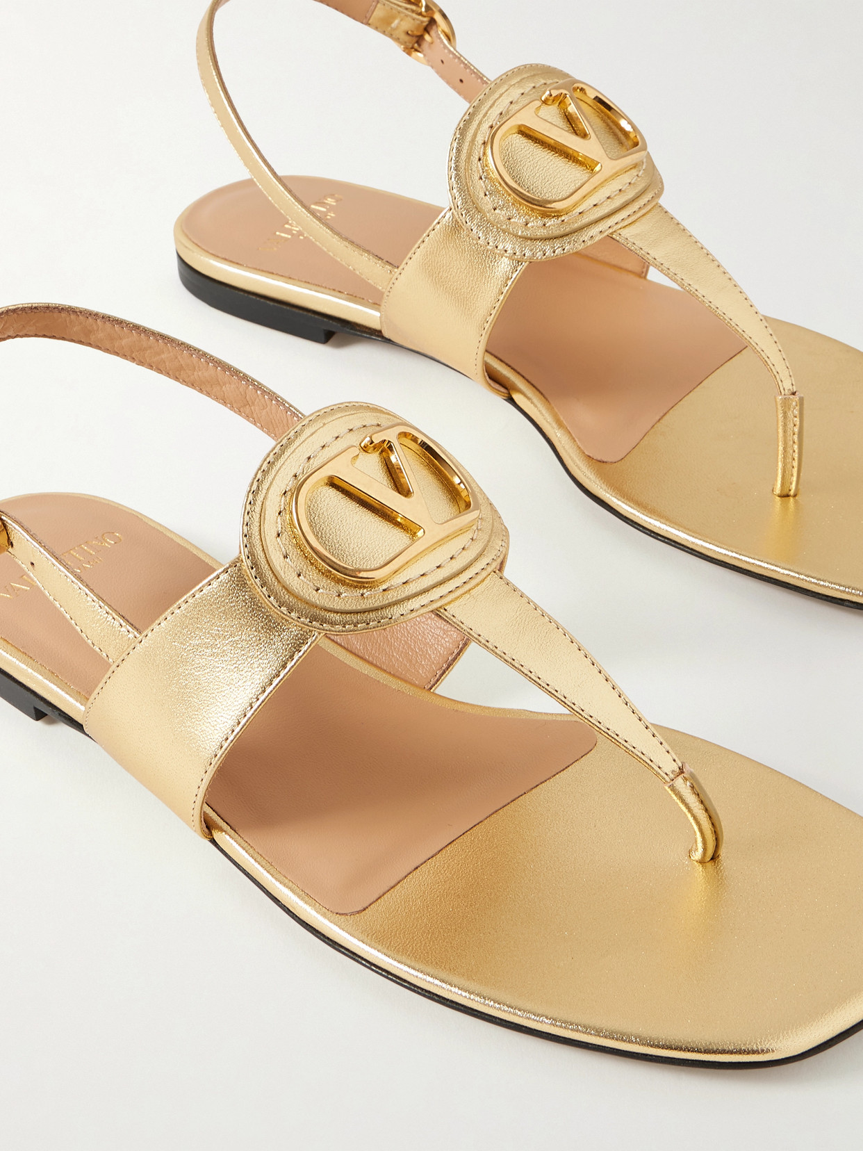 Valentino Vlogo Embellished Metallic Leather Sandals In Multi