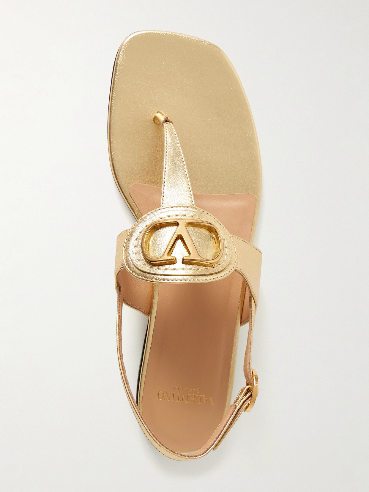 Valentino Vlogo Embellished Metallic Leather Sandals In Multi