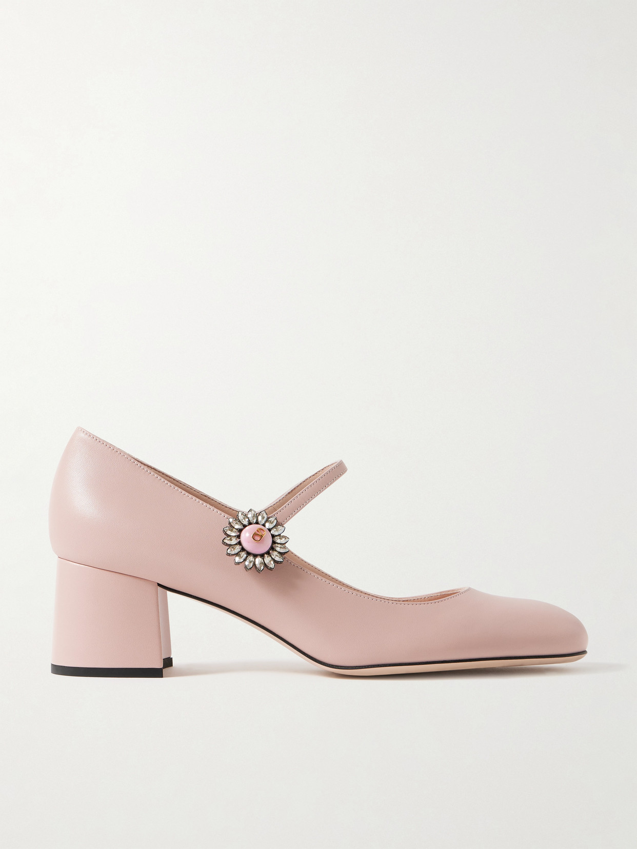 Valentino Garavani 55 Embellished Leather Mary Jane Pumps In Pink
