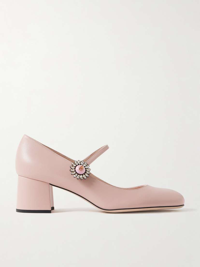 Valentino Garavani — 55 embellished leather Mary Jane pumps