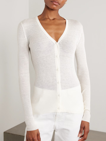 Gabriela Hearst Aiste ribbed cashmere, silk and hemp-blend cardigan