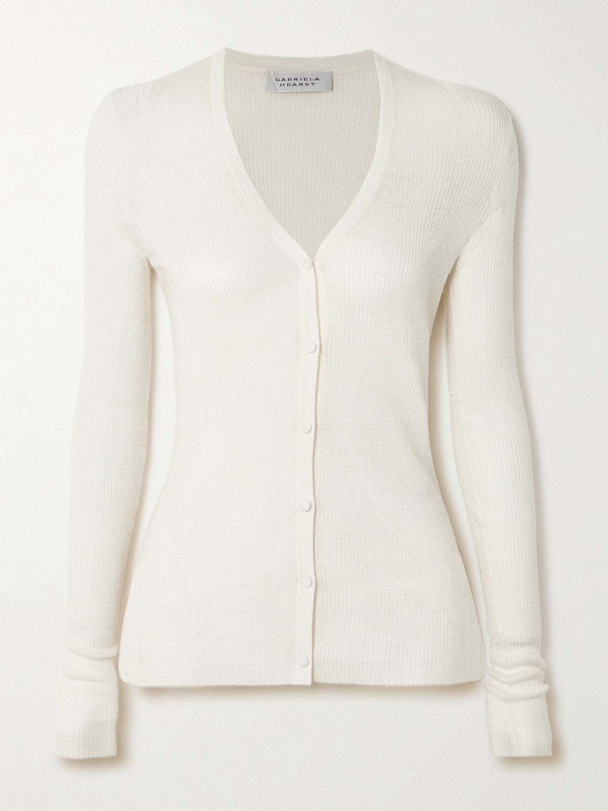 Gabriela Hearst Aiste Ribbed Cashmere, Silk And Hemp-blend Cardigan