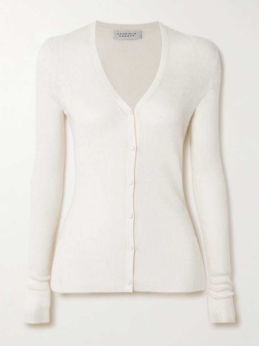 Gabriela Hearst Aiste Ribbed Cashmere, Silk And Hemp-blend Cardigan