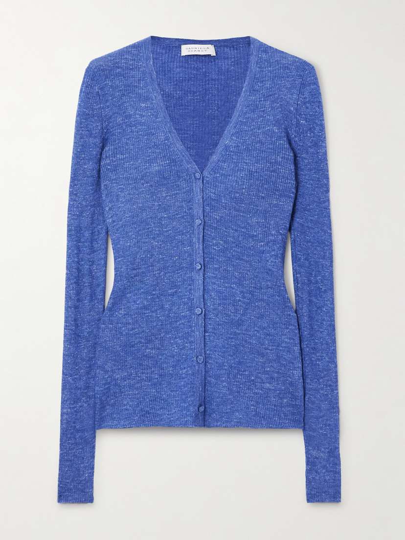 Gabriela Hearst Aiste Ribbed Cashmere, Silk And Hemp-blend Cardigan