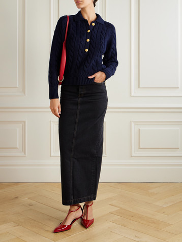 BALLY Cable-knit wool polo sweater