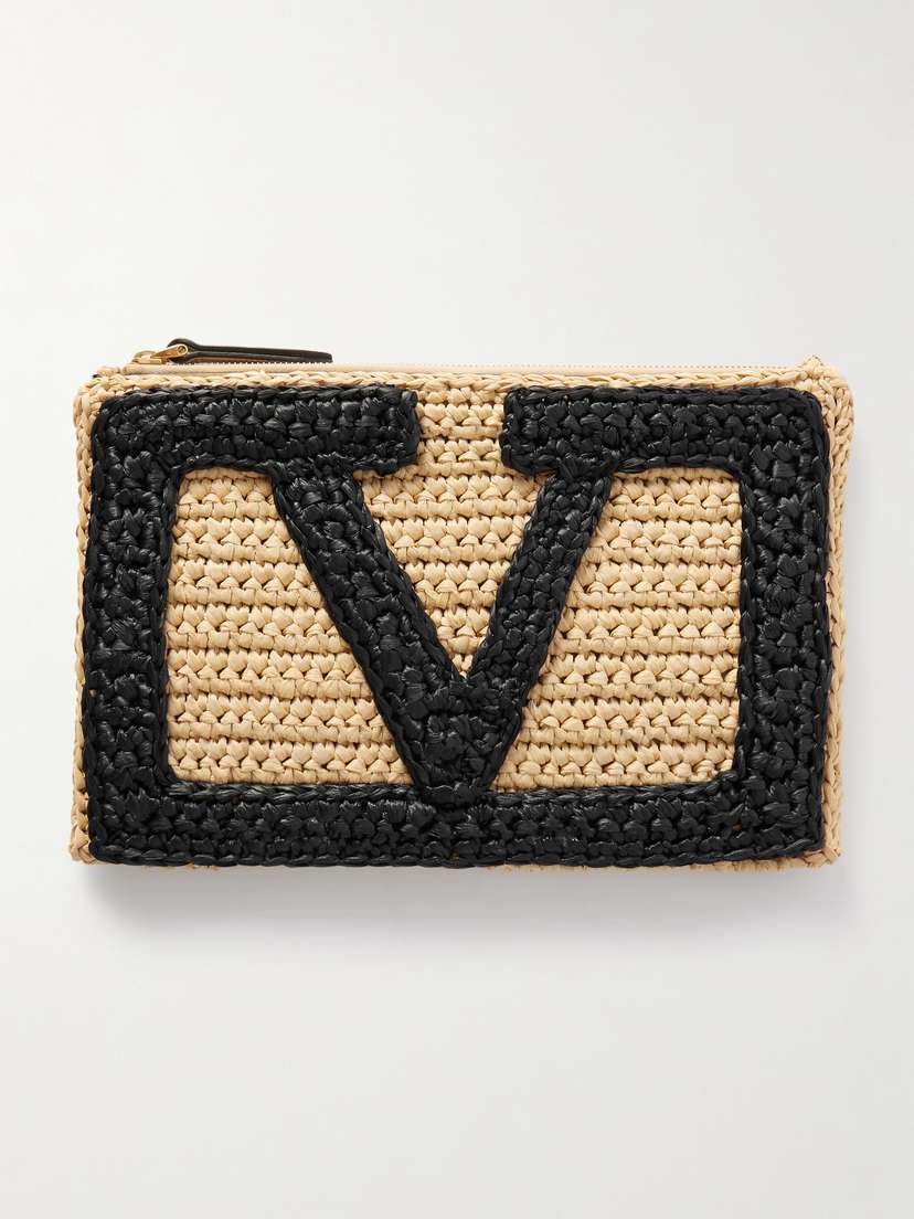 Valentino Garavani Viva Superstar Crocheted Raffia Pouch