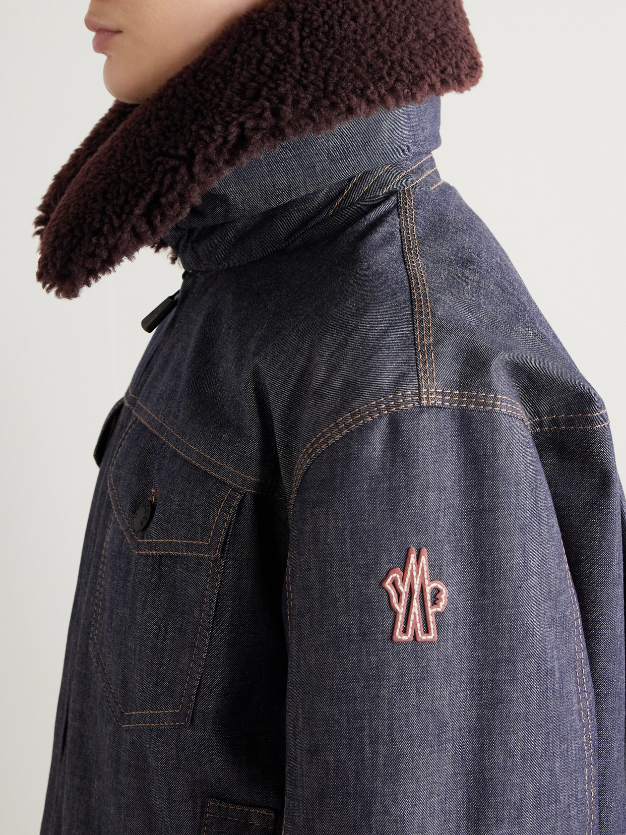 Grenoble - Yunque Shearling-Trimmed Denim Down Jacket