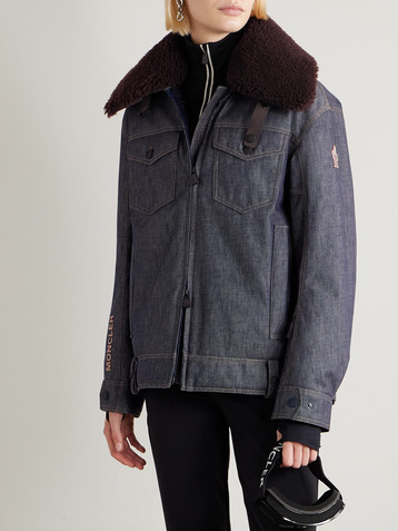 MONCLER GRENOBLE Yunque shearling-trimmed denim down jacket