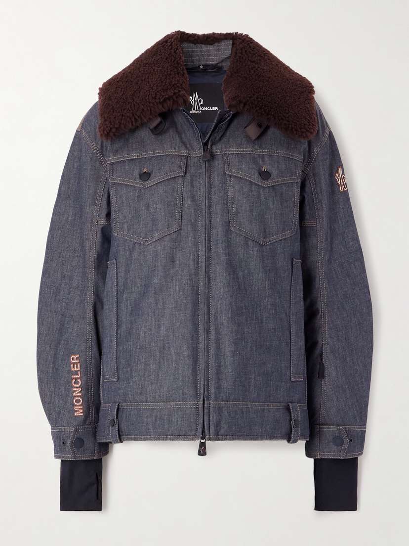 Moncler Grenoble Yunque Shearling-trimmed Denim Down Jacket