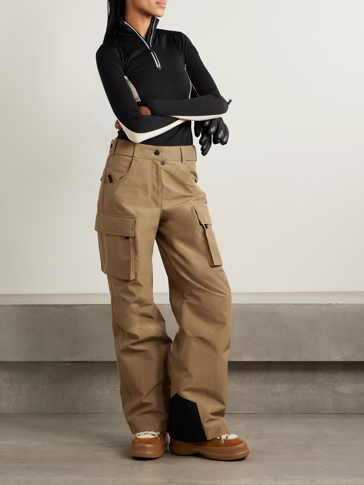 Moncler Wide-leg Ski Pants In Brown