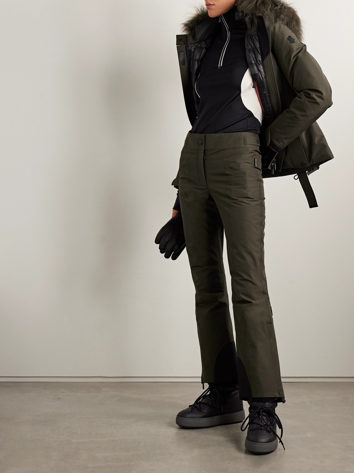 Moncler Bootcut Ski Pants In Green