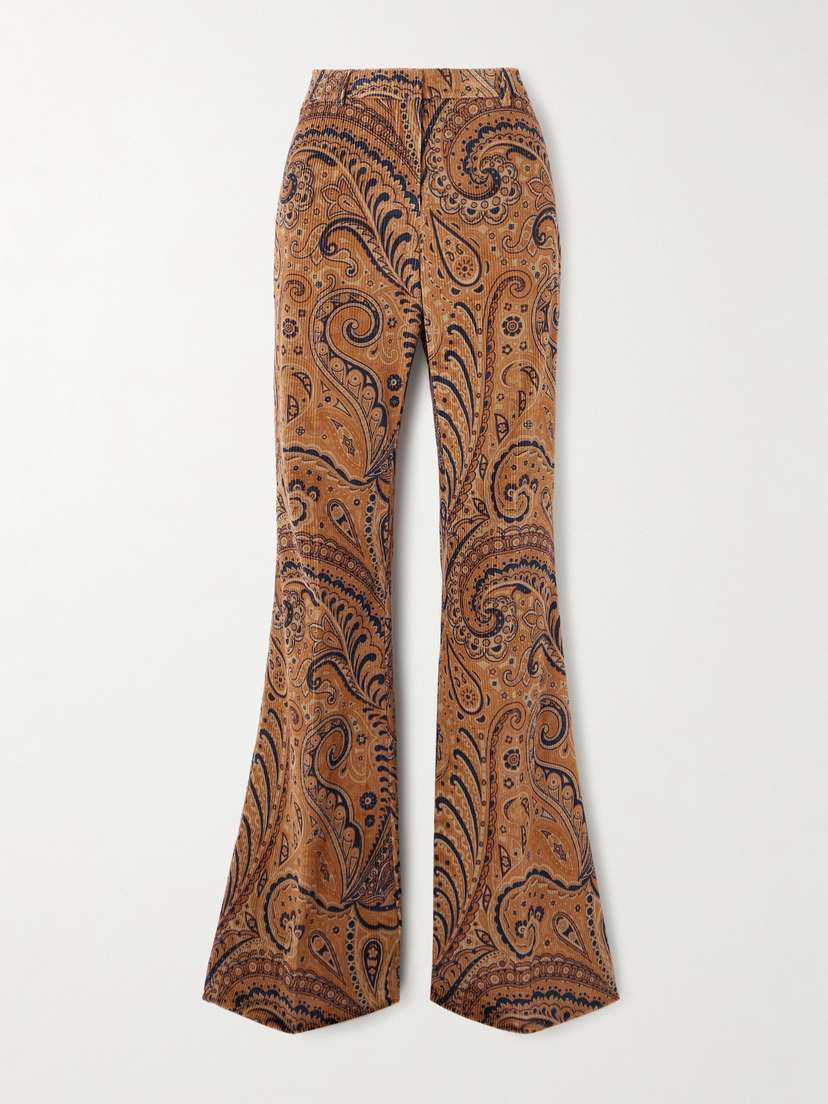 Etro Paisley-print Stretch-cotton Corduroy Flared Pants
