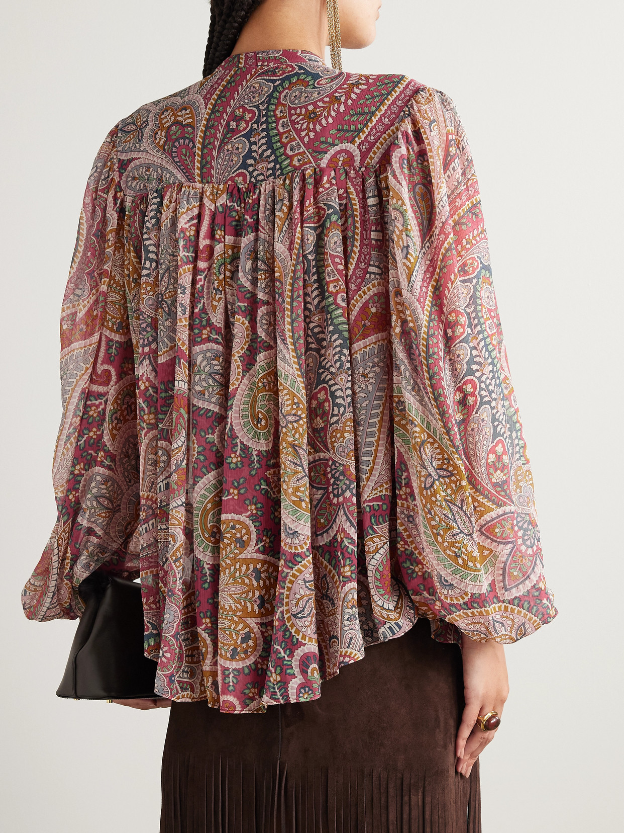 Paisley-Print Silk-Crepon Shirt