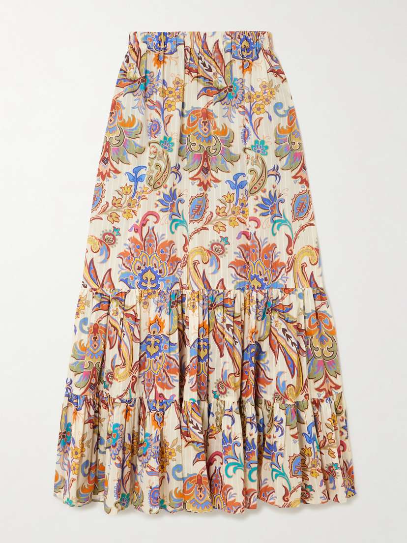 Etro Tiered Printed Cotton Maxi Skirt