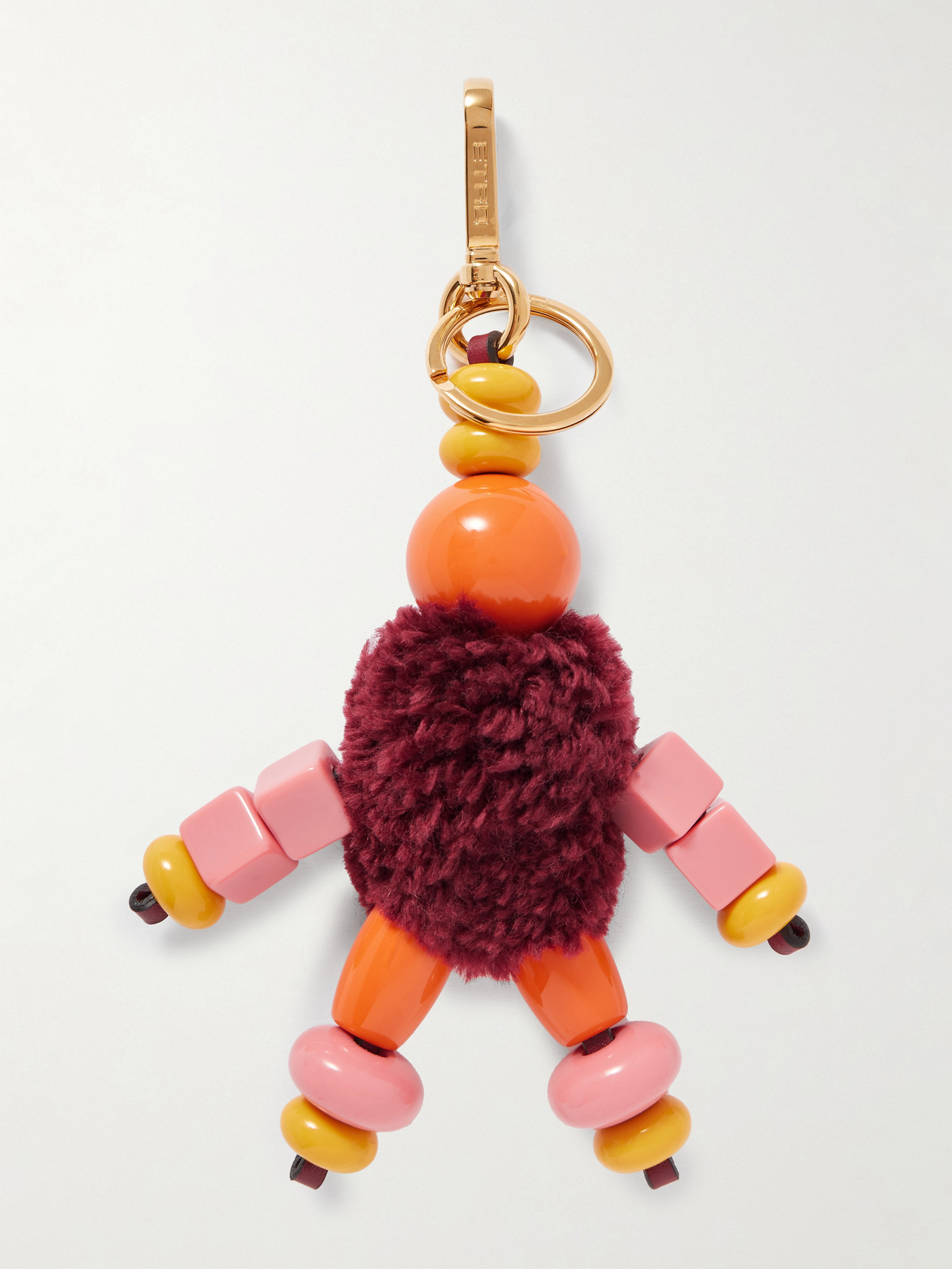Etro Little Man Wool-blend, Gold-tone And Enamel Bag Charm In Red