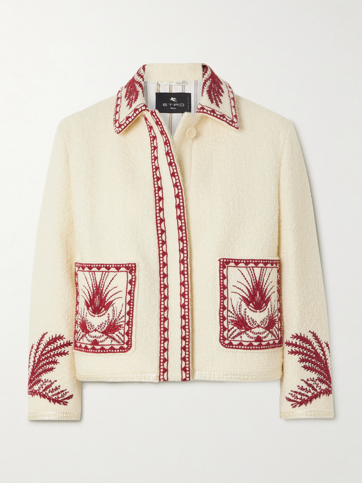 Etro Bouclé-effect Tweed Jacket In White