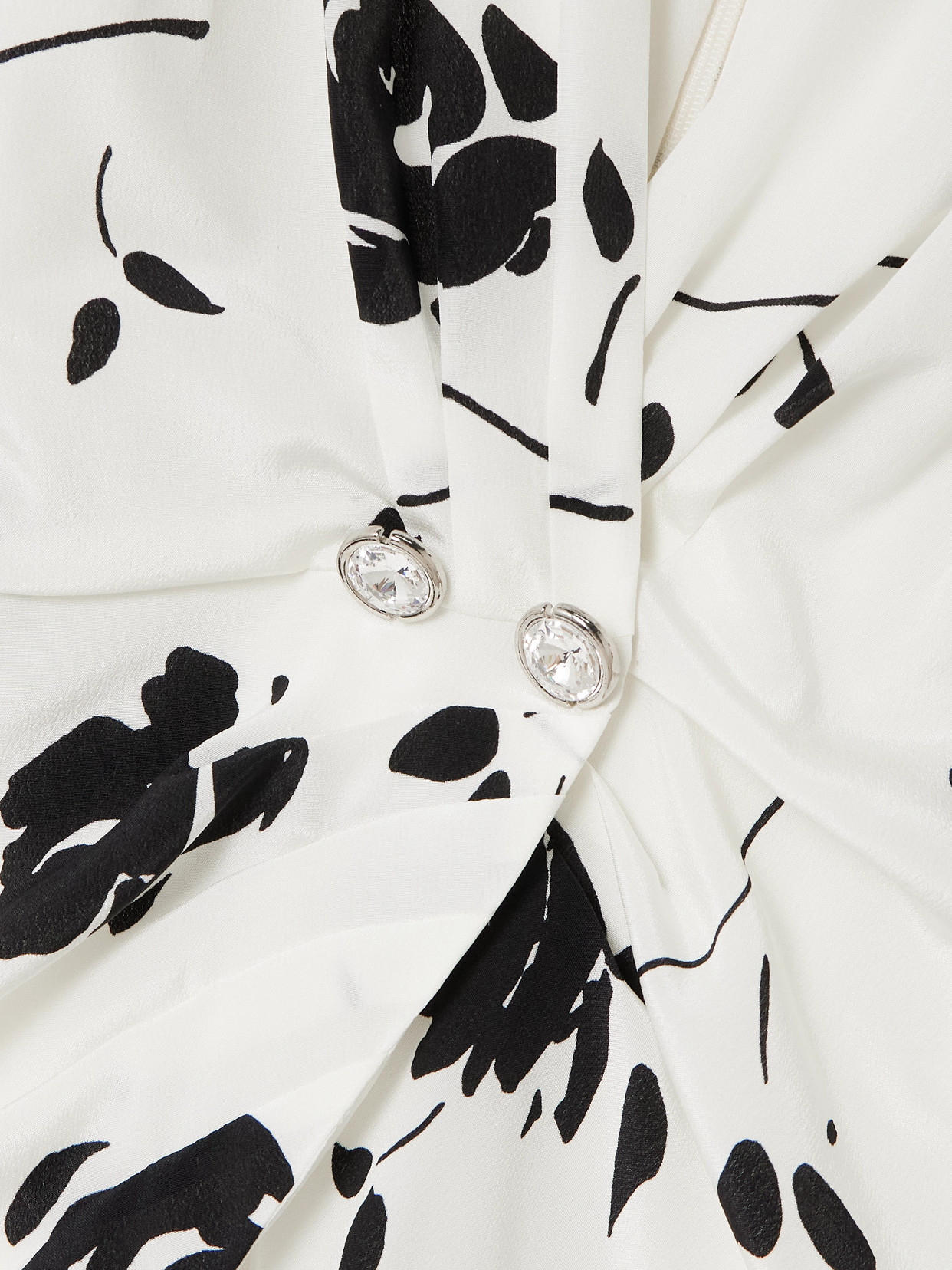 Alessandra Rich Embellished Pleated Floral-print Silk Crepe De Chine Midi Dress In White