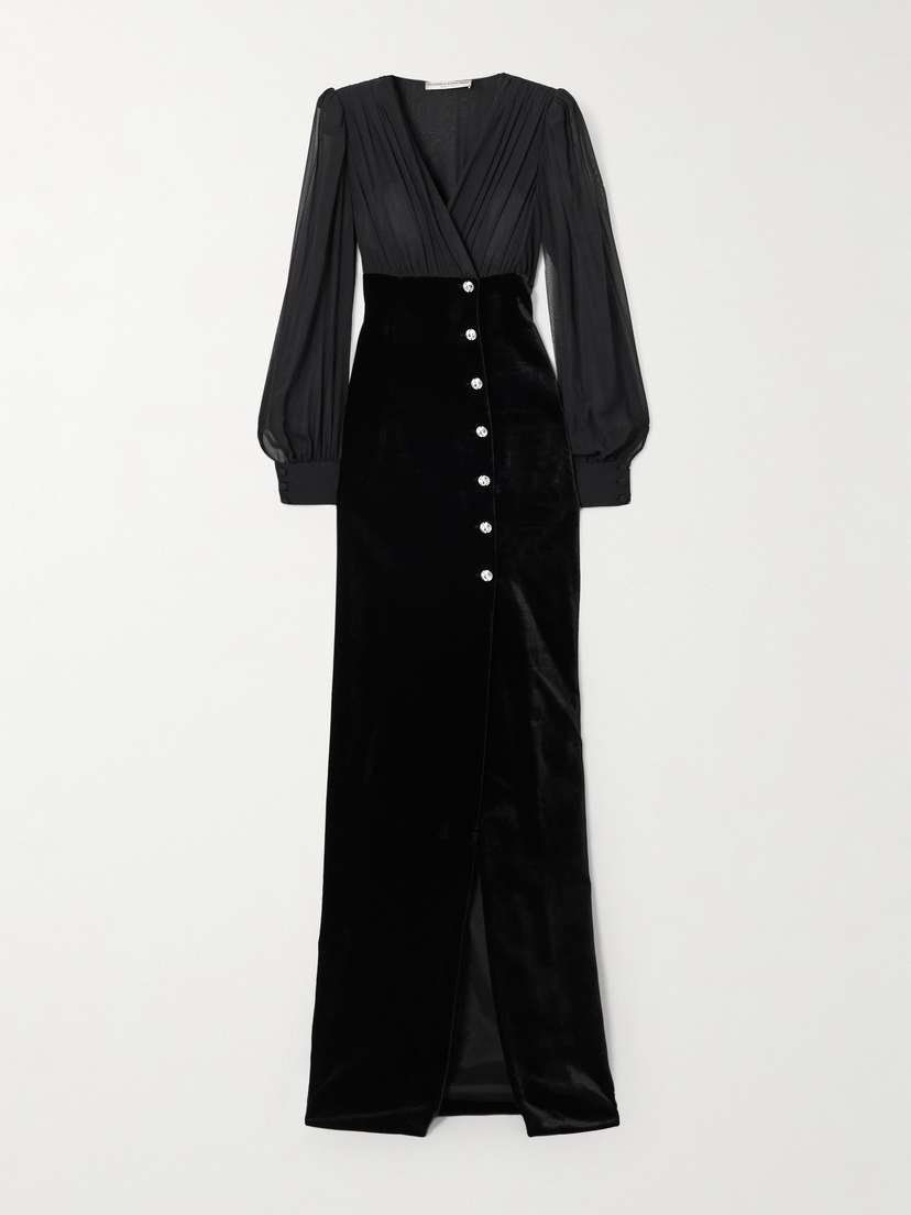 Alessandra Rich Velvet And Silk-georgette Gown