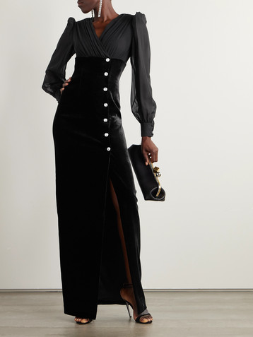 Alessandra Rich Velvet and silk-georgette gown