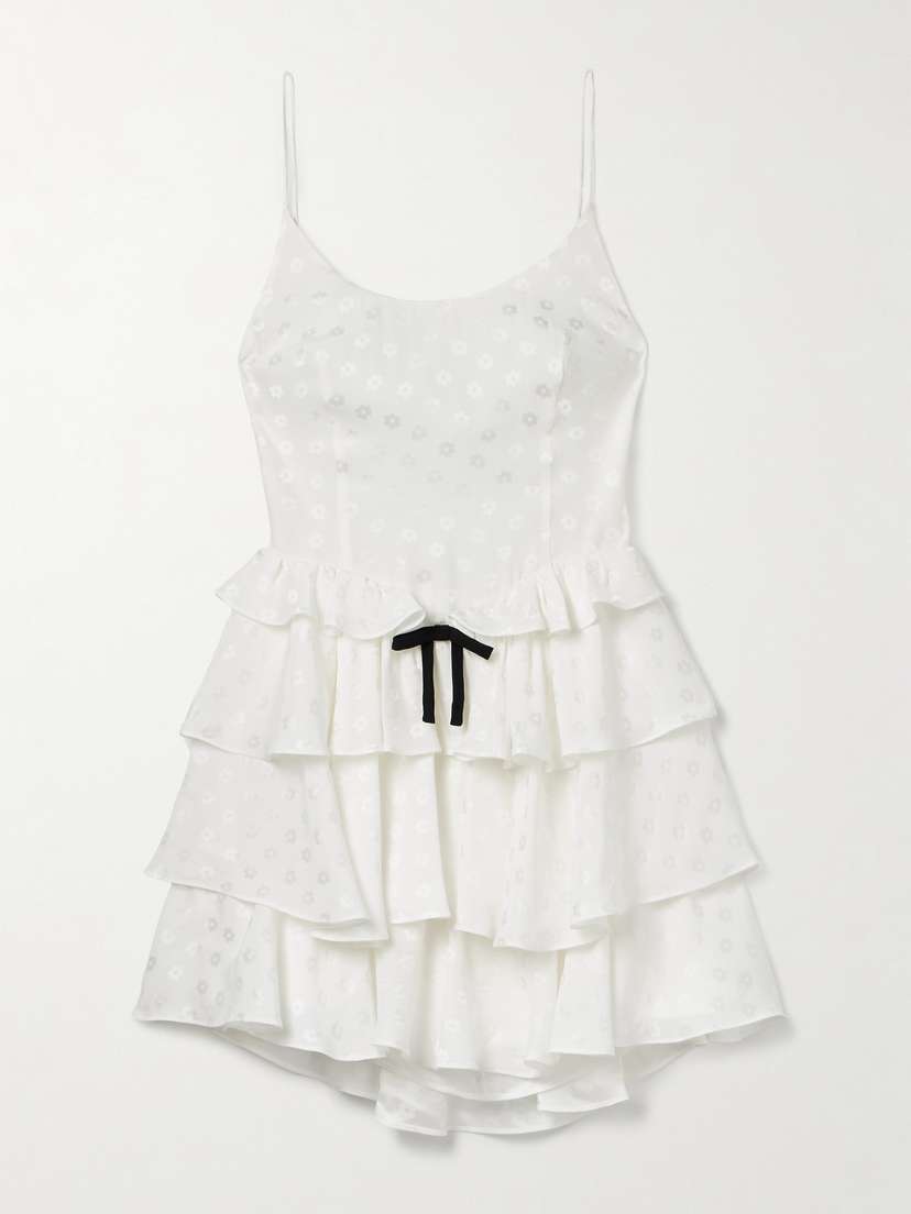 Alessandra Rich Ruffled Silk-satin Jacquard Mini Dress