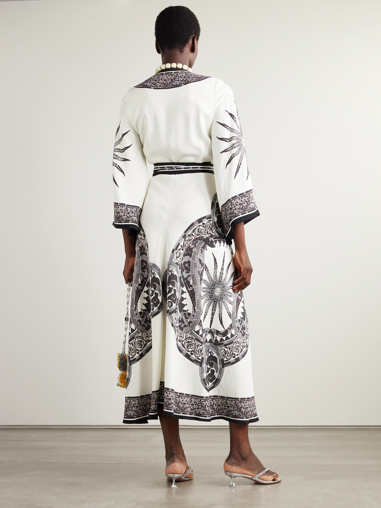 La Doublej Printed Crepe Midi Wrap Dress In Multi