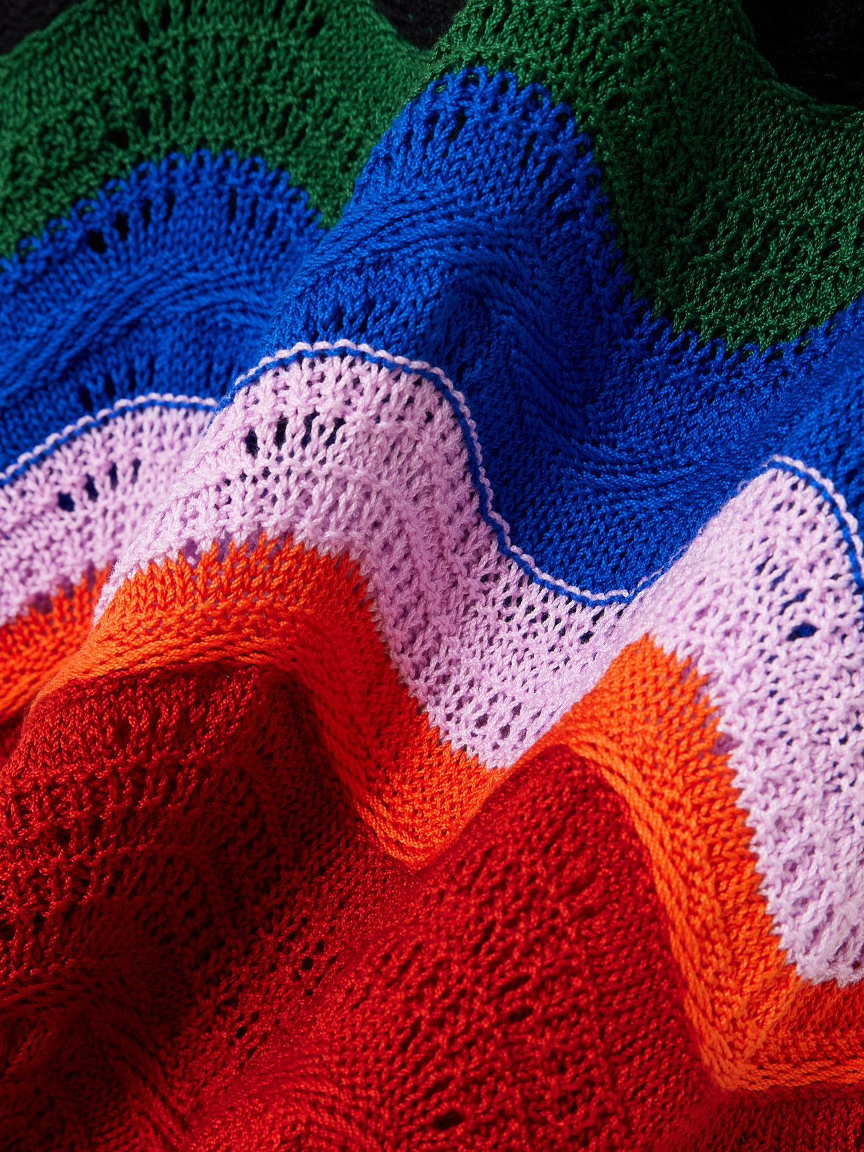 La Doublej Striped Crocheted Cotton Maxi Dress In Multi