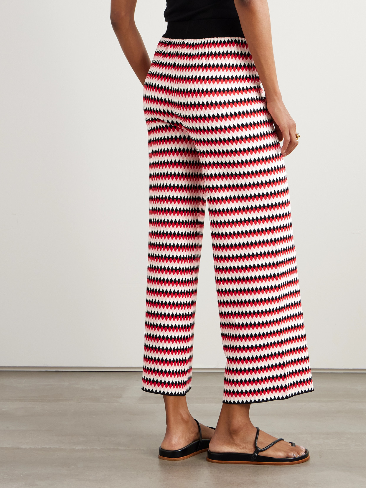 Shop La Doublej Cropped Wide-leg Jacquard-knit Pants