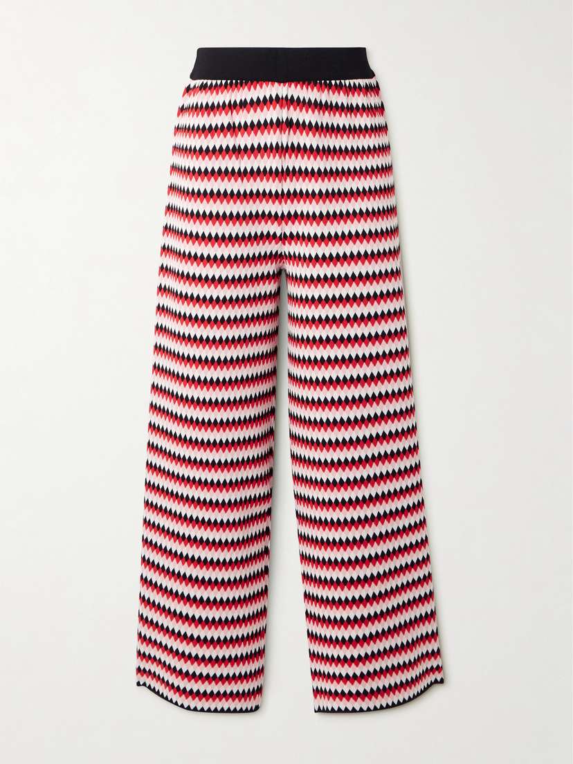 La DoubleJ Cropped Wide-leg Jacquard-knit Pants