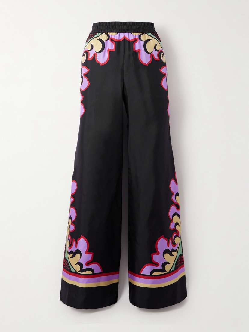 La DoubleJ Icon Palazzo Printed Silk-twill Wide-leg Pants