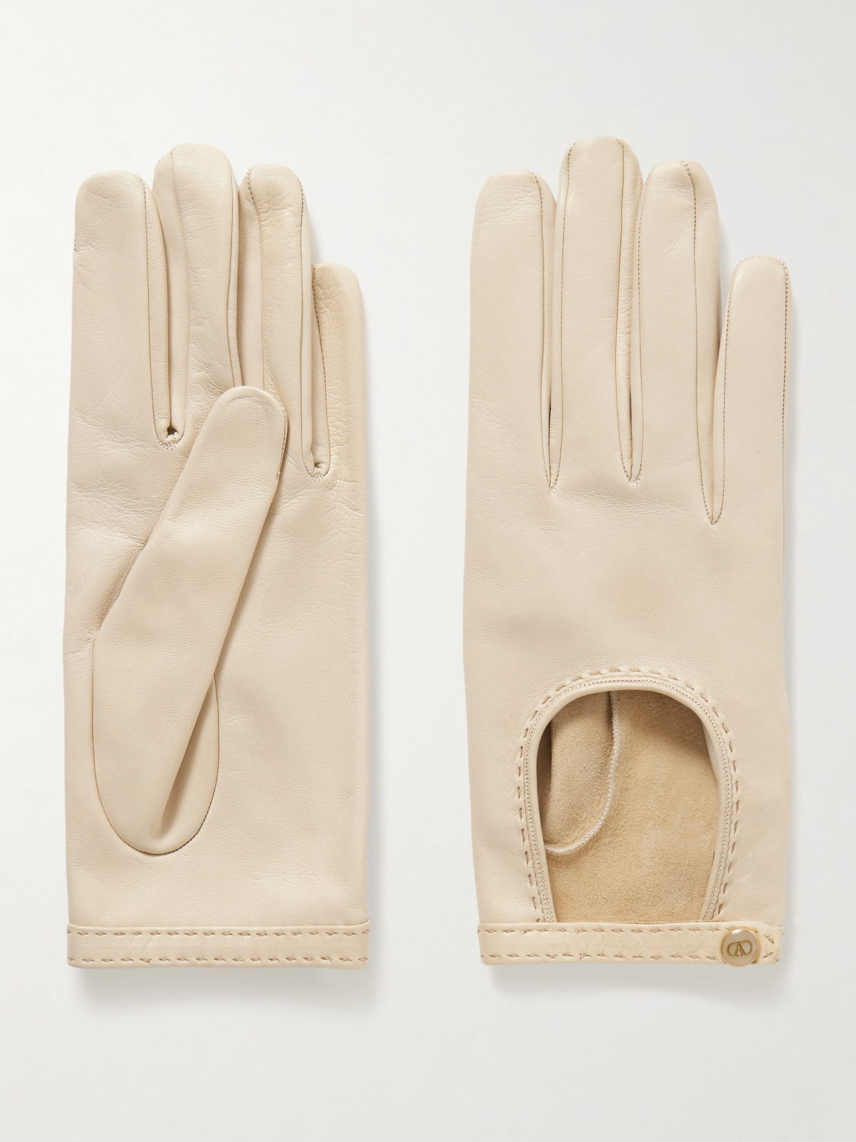 Valentino Garavani Vlogo Leather Gloves In White