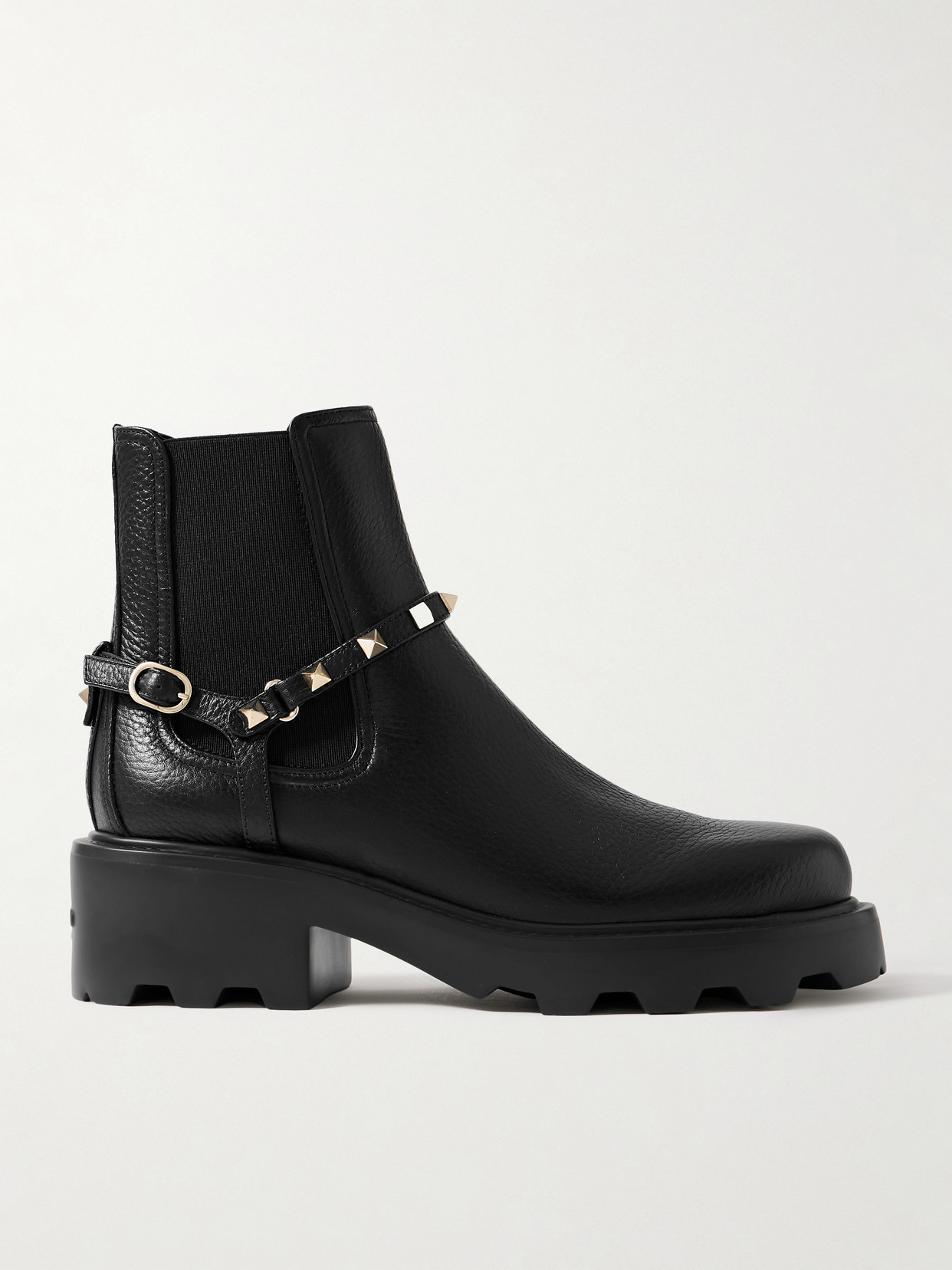Valentino Garavani Beatle Rockstud 55 Leather Chelsea Boots In Black