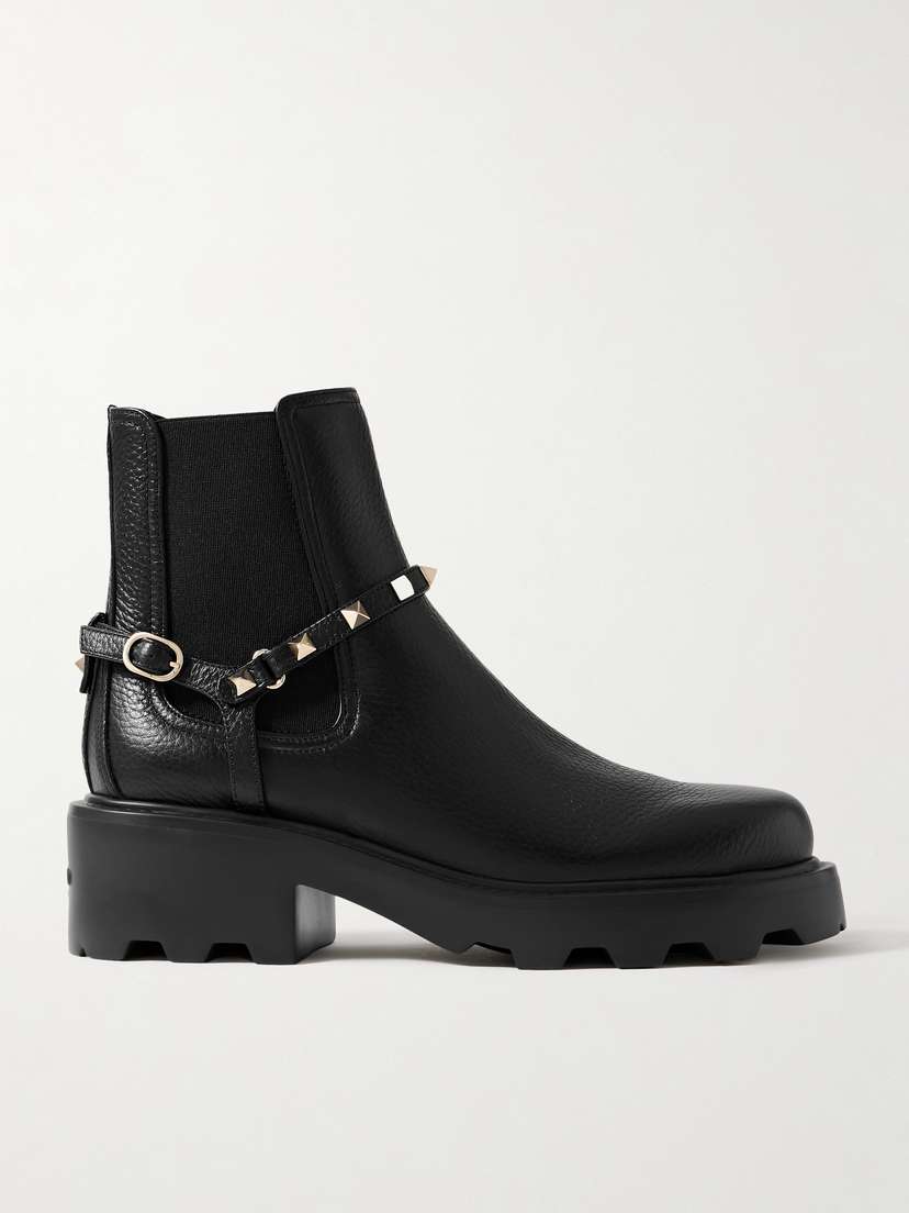 Valentino Garavani Beatle Rockstud 55 Leather Chelsea Boots