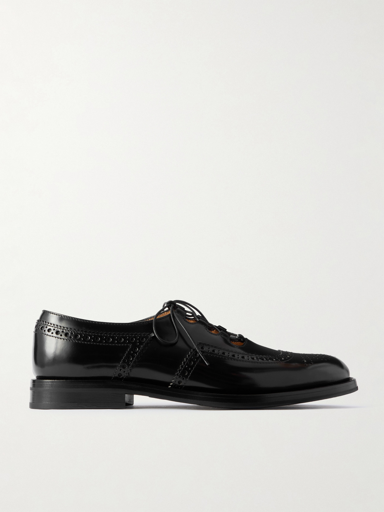 Church's Ghillie Perforated Leather Brogues In Black