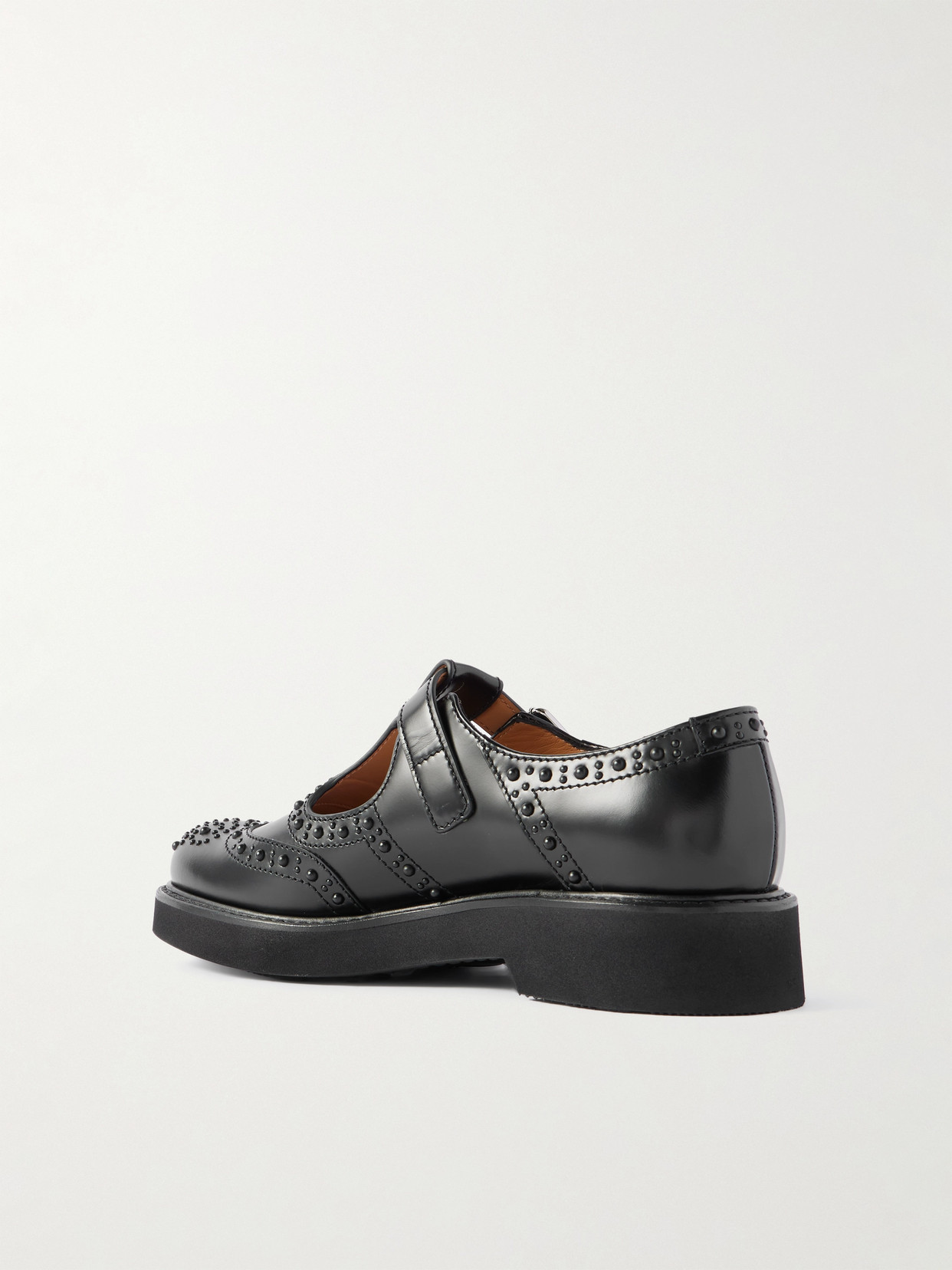 Church's Odette Studded Leather Mary Jane Brogues In Black