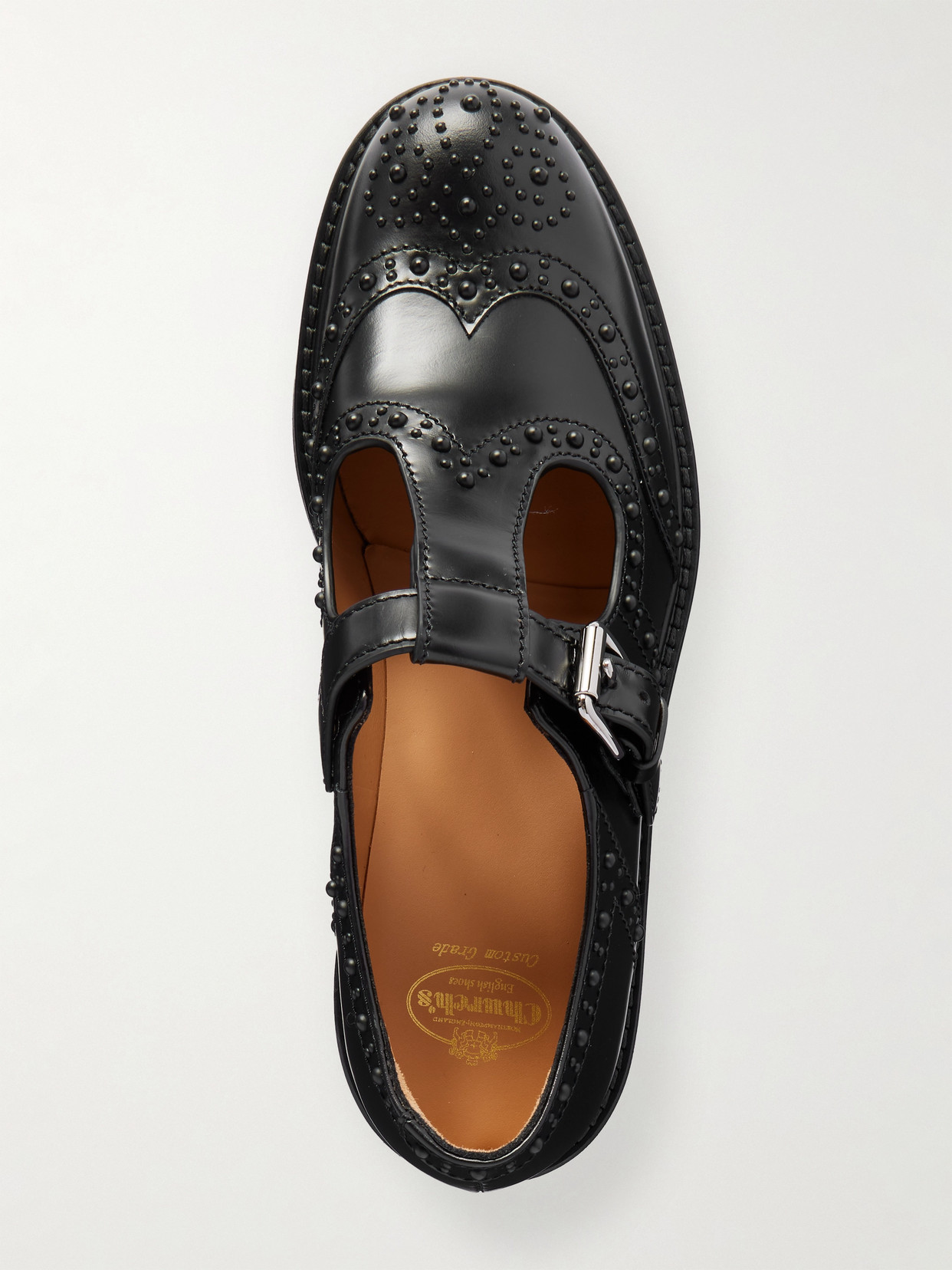 Church's Odette Studded Leather Mary Jane Brogues In Black