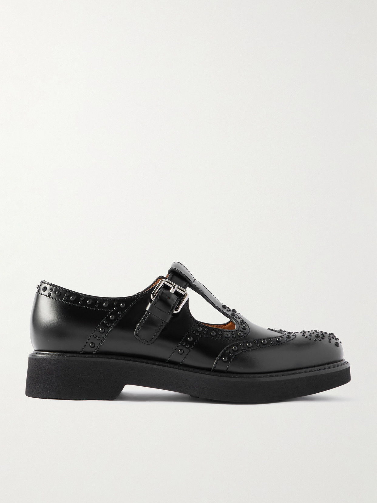 Church's Odette Studded Leather Mary Jane Brogues In Black